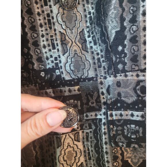 Christopher & Banks Duster Jacket Women’s L Black Silver Tapestry EUC - Picture 11 of 14